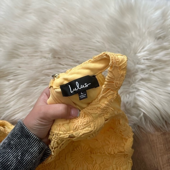 LULU’S Love Poem Yellow Lace Mini Dress - Picture 3 of 3